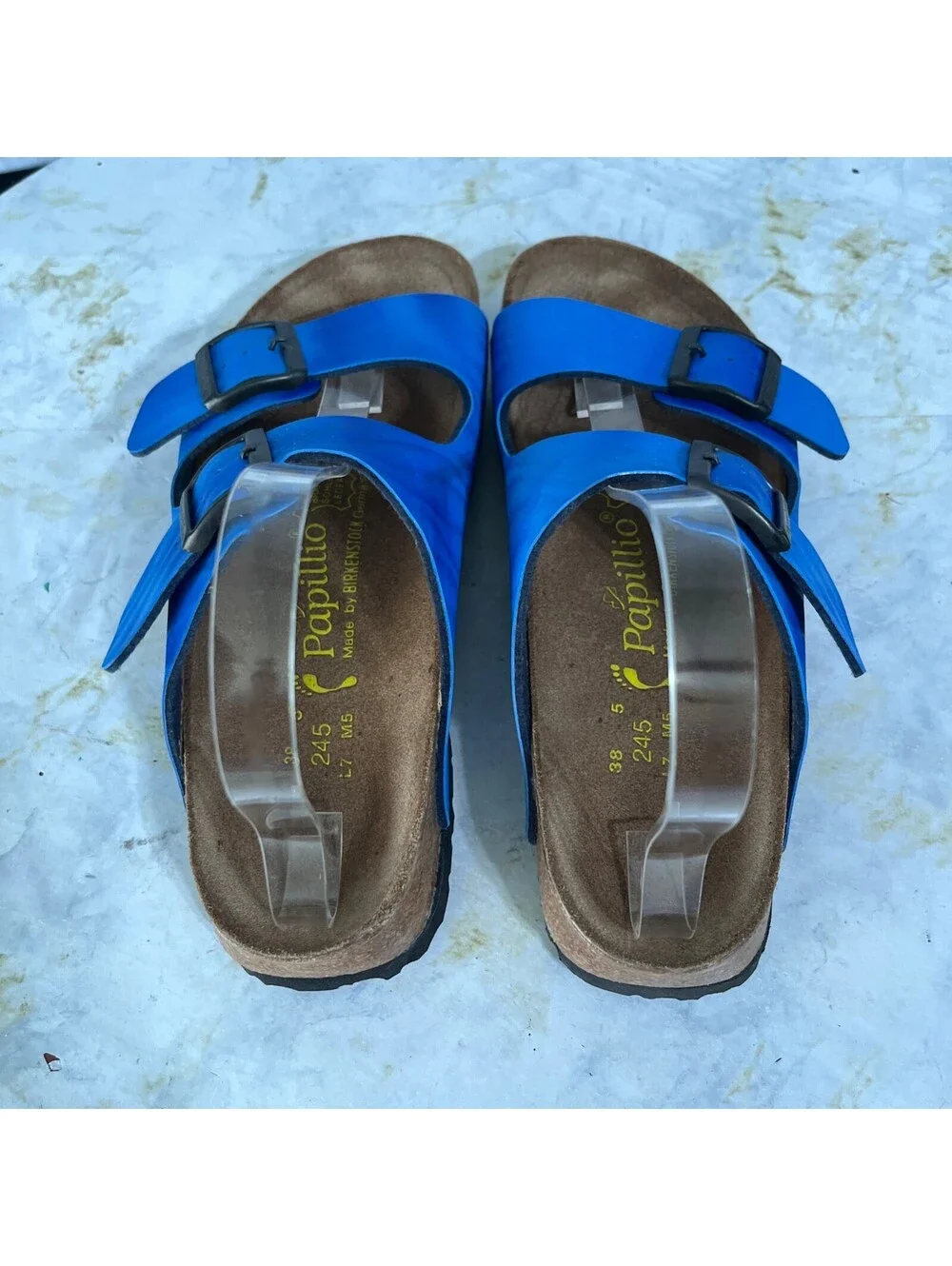Papillio by Birkenstock 38 Womens Size 7 Shoes Blue Slides Comfort Casual Sandal
